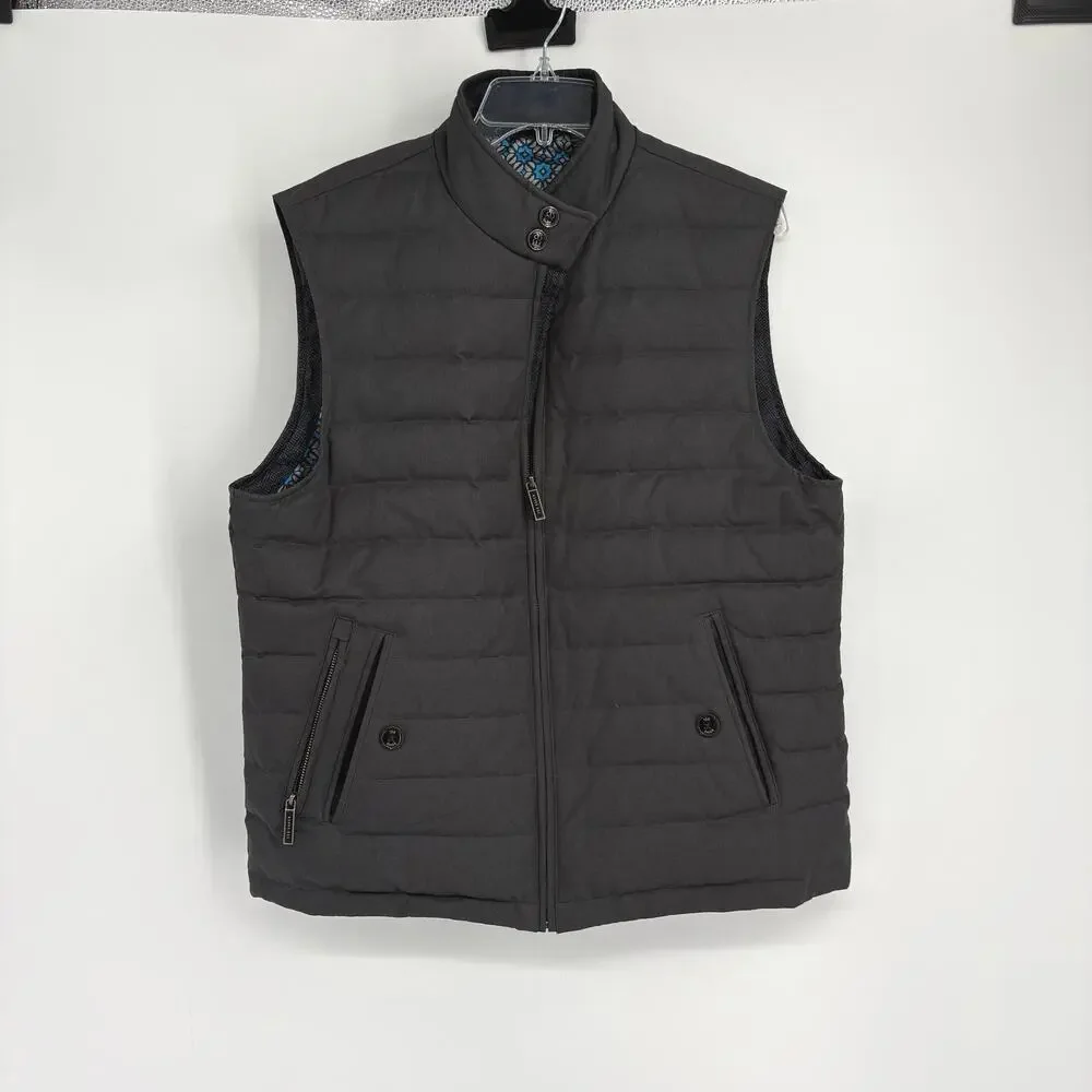 TED BAKER London Charcoal Gray Dylan‎ Trim Fit Quilted Down Sleeveless Vest 5 XL